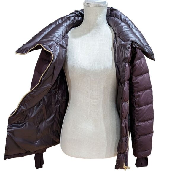 Athleta Women's Purple DownAbout Asymmetrical Zip Quilted Puffer Jacket Size XS - Picture 7 of 10